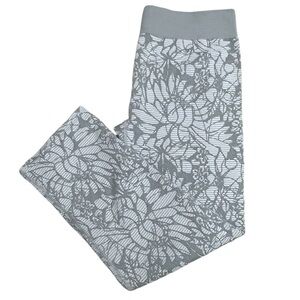 Fabletics Crop Compression Leggings Gray White Floral